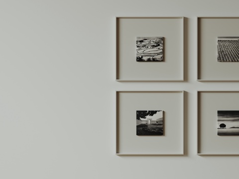  新中式禅意装饰画 宋式挂画 侘寂风挂画 中古风卷轴画 山水字3d模型 