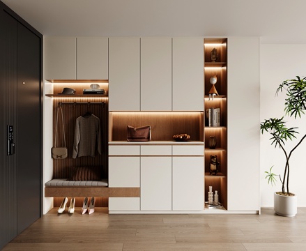 现代定制鞋柜 换鞋凳鞋柜su模型