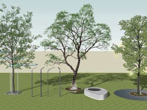 现代户外路灯商业街广场照明灯高杆灯庭院景观灯su模型