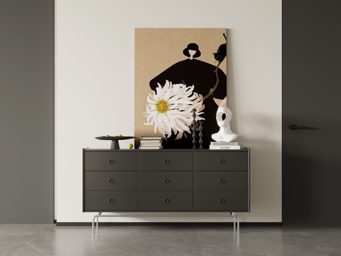 现代复古风玄关柜 端景柜 边柜su模型