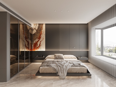  现代意式主卧3d模型 