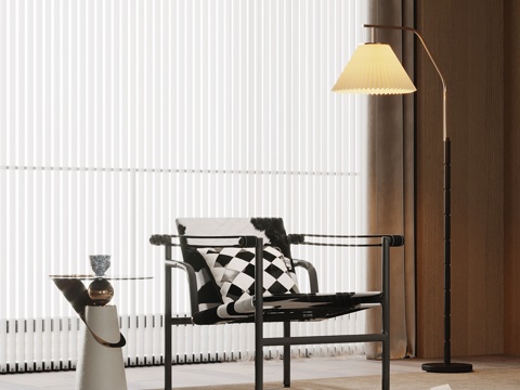  现代休闲椅 边几 落地灯3d模型 