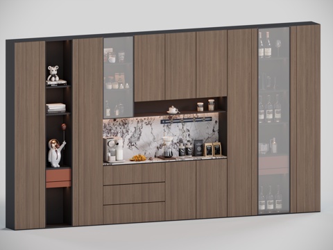 现代意式玻璃酒柜su模型