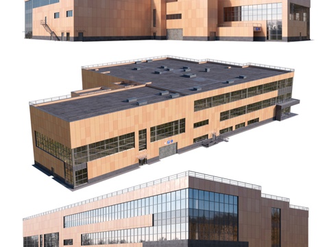  带停车场的购物中心3d模型 