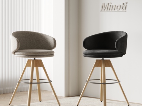  Minotti现代休闲椅 吧椅餐椅 布艺椅子3d模型 