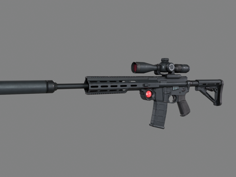  科幻狙击枪 狙击步枪 武器 枪械模型 游戏装备 枪支 瞄准镜3d模型 