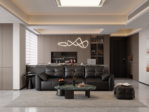  意式轻奢客厅3d模型 