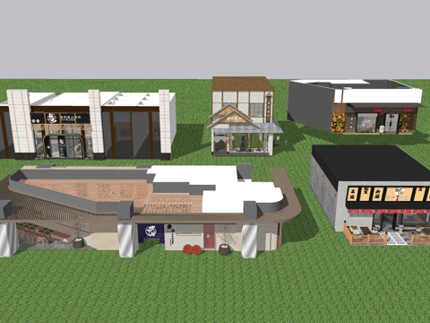 日式料理店门头su模型