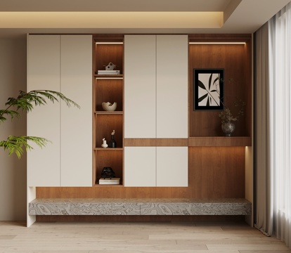 中古风鞋柜 入户鞋柜su模型