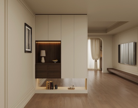  中古风鞋柜 玄关鞋柜3d模型 