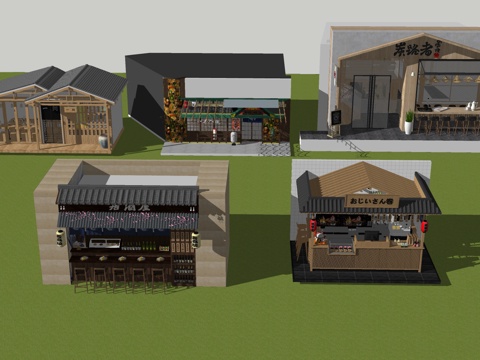 日式料理店门头su模型