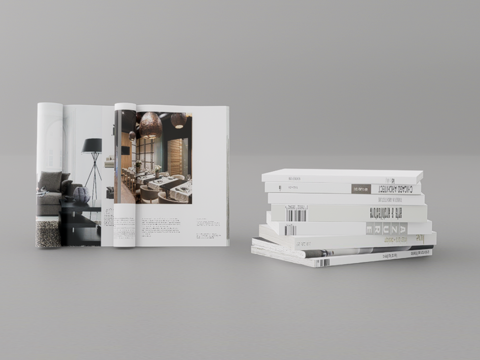  书籍摆件su模型 