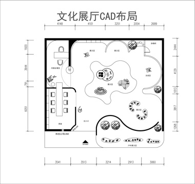 文化展厅cad平面图cad施工图