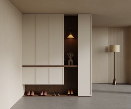  中古风鞋柜 入户鞋柜3d模型 