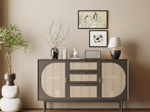  法式复古风玄关柜 边柜 端景柜3d模型 