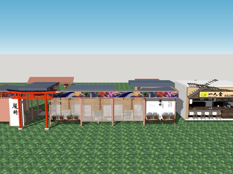日式料理店门头免费su模型
