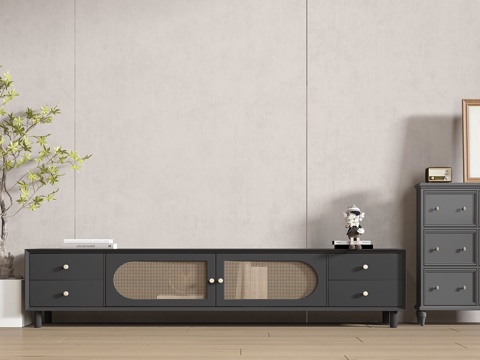  中古风边柜 矮柜3d模型 