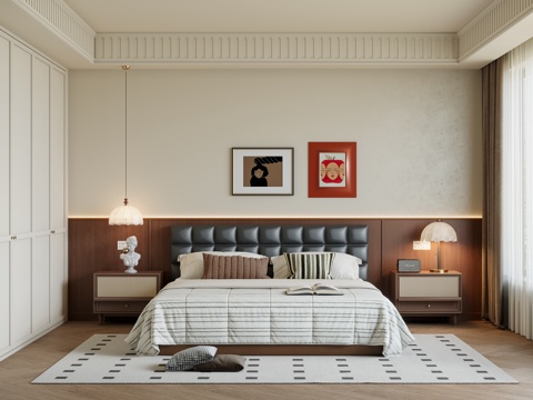  奶油中古风卧室3d模型 