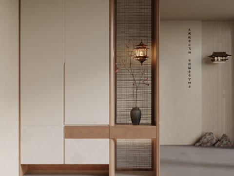  新中式玄关3d模型 