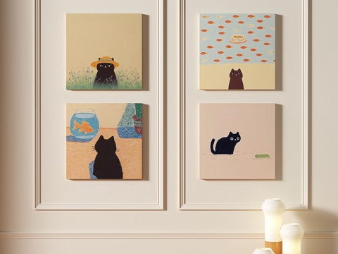  现代，简约，抽象，组合，装饰画3d模型 