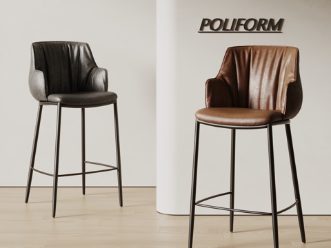  poliform现代吧椅 椅子 餐椅 皮革吧椅3d模型 