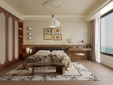  中古风复古卧室3d模型 