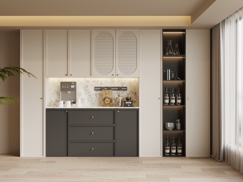  法式复古风酒柜 餐边柜3d模型 