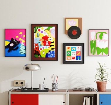  多巴胺挂画 卡通壁画 ins风挂画3d模型 