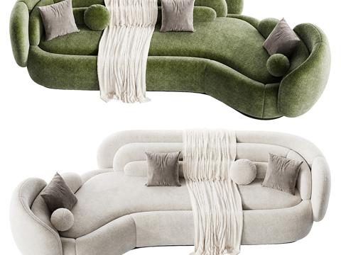  现代Pianca多人布艺异形沙发3d模型 