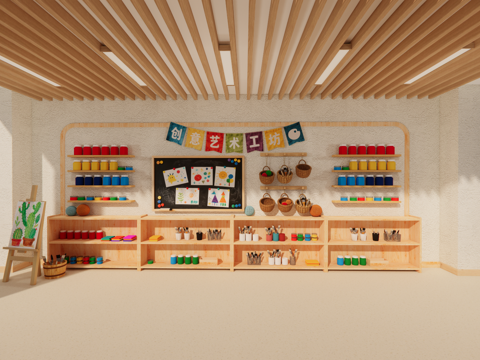  幼儿园文化墙 幼儿园主题墙 幼儿园美术墙su模型 