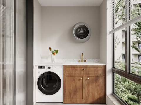  现代阳台柜 洗衣机柜3d模型 