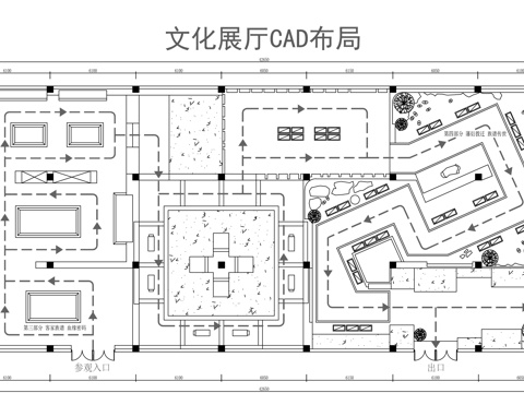 文化展厅cad平面图cad施工图