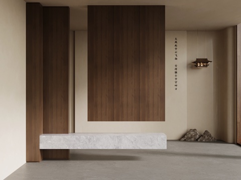  中古风鞋柜 入户鞋柜3d模型 