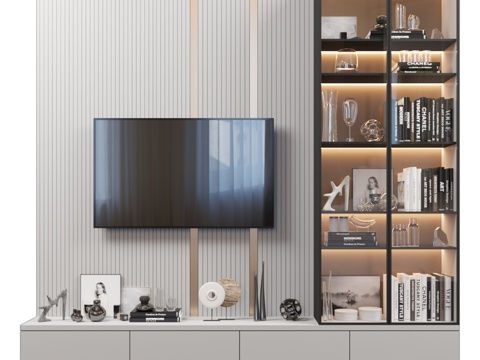  电视墙组合6153d模型 