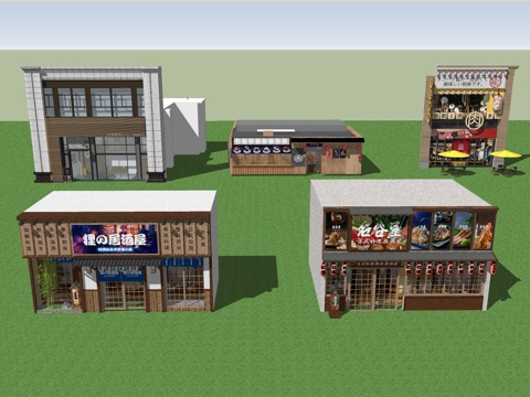 日式料理店门头su模型