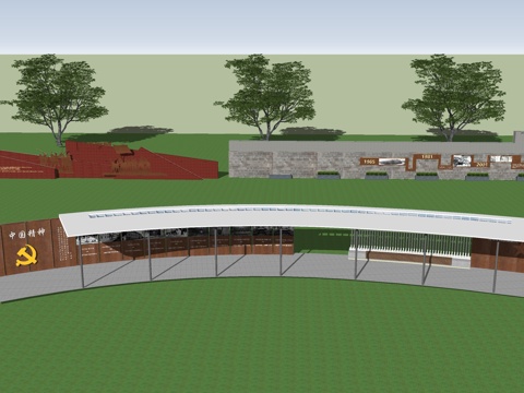  历史文化景墙su模型 