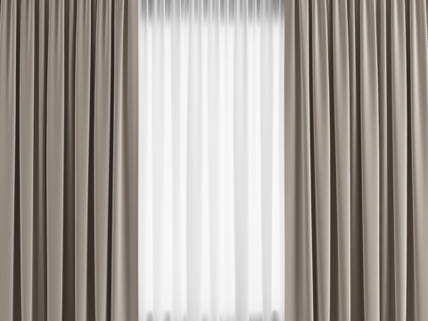  薄纱窗帘米色套装3d模型 