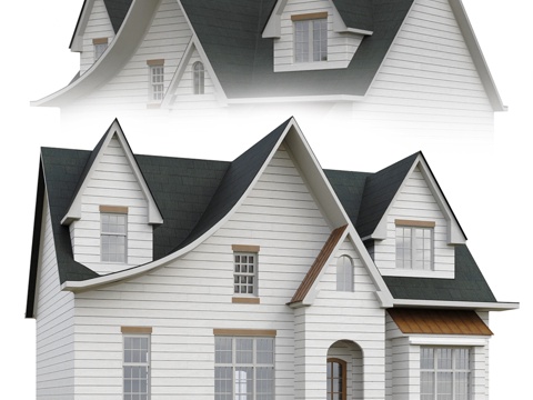  经典两层美式住宅3d模型 