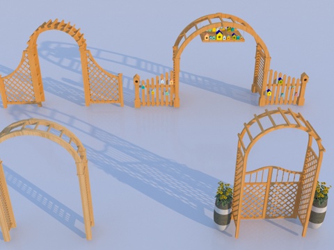  现代庭院门3d模型 