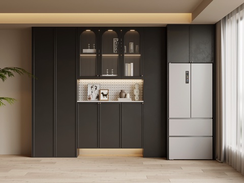 法式复古风酒柜 餐边柜su模型