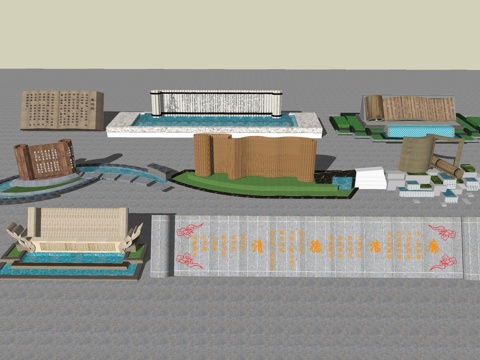 竹简小品雕塑su模型