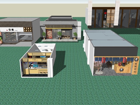 日式料理店门头su模型