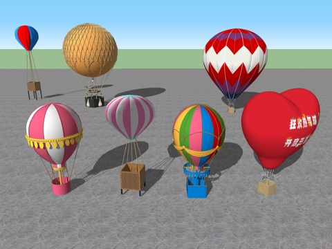  热气球小品su模型 