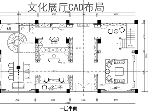 文化展厅cad平面图cad施工图