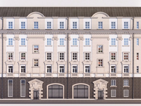  叶卡捷琳堡建筑立面3d模型 