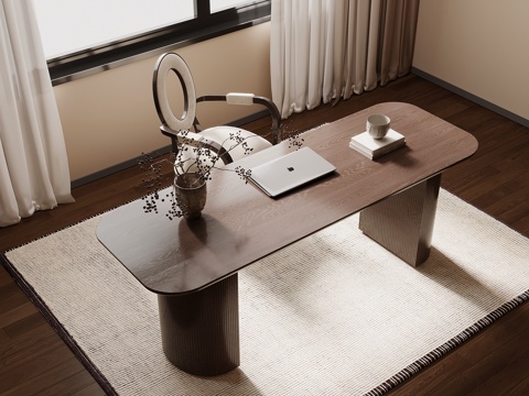 法式复古风书桌椅 办公桌椅su模型