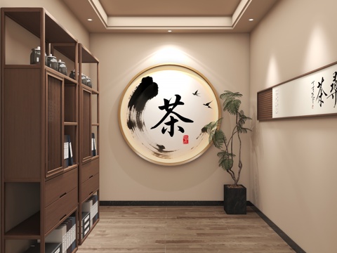  茶室 新中式走廊3d模型 