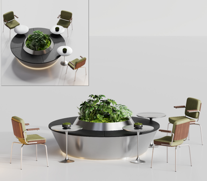 现代圆形卡座沙发椅su模型