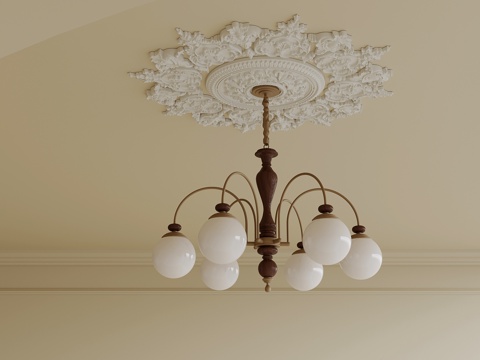  中古风吊灯 多头吊灯 灯盘3d模型 