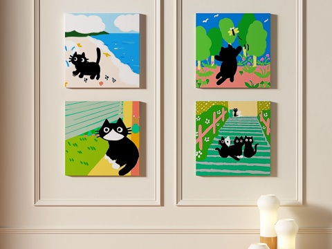  现代，简约，抽象，组合，装饰画3d模型 